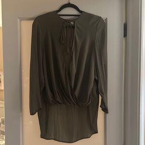 Olive Green Long Sleeve Blouse